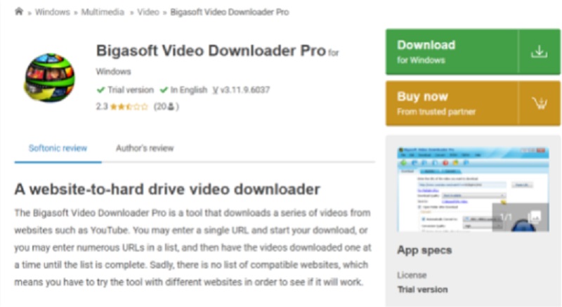 bigasoft video downloader pro