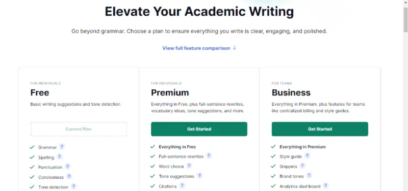 grammarly plans