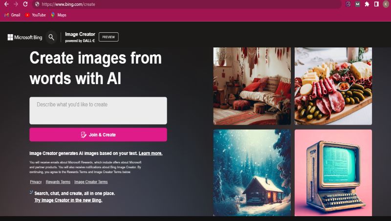 create images from words with ai-bing image creator