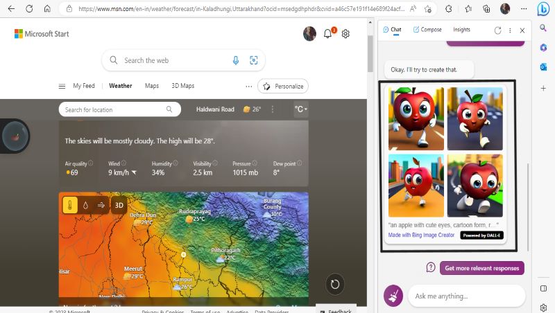 bing image creator creating image of an apple